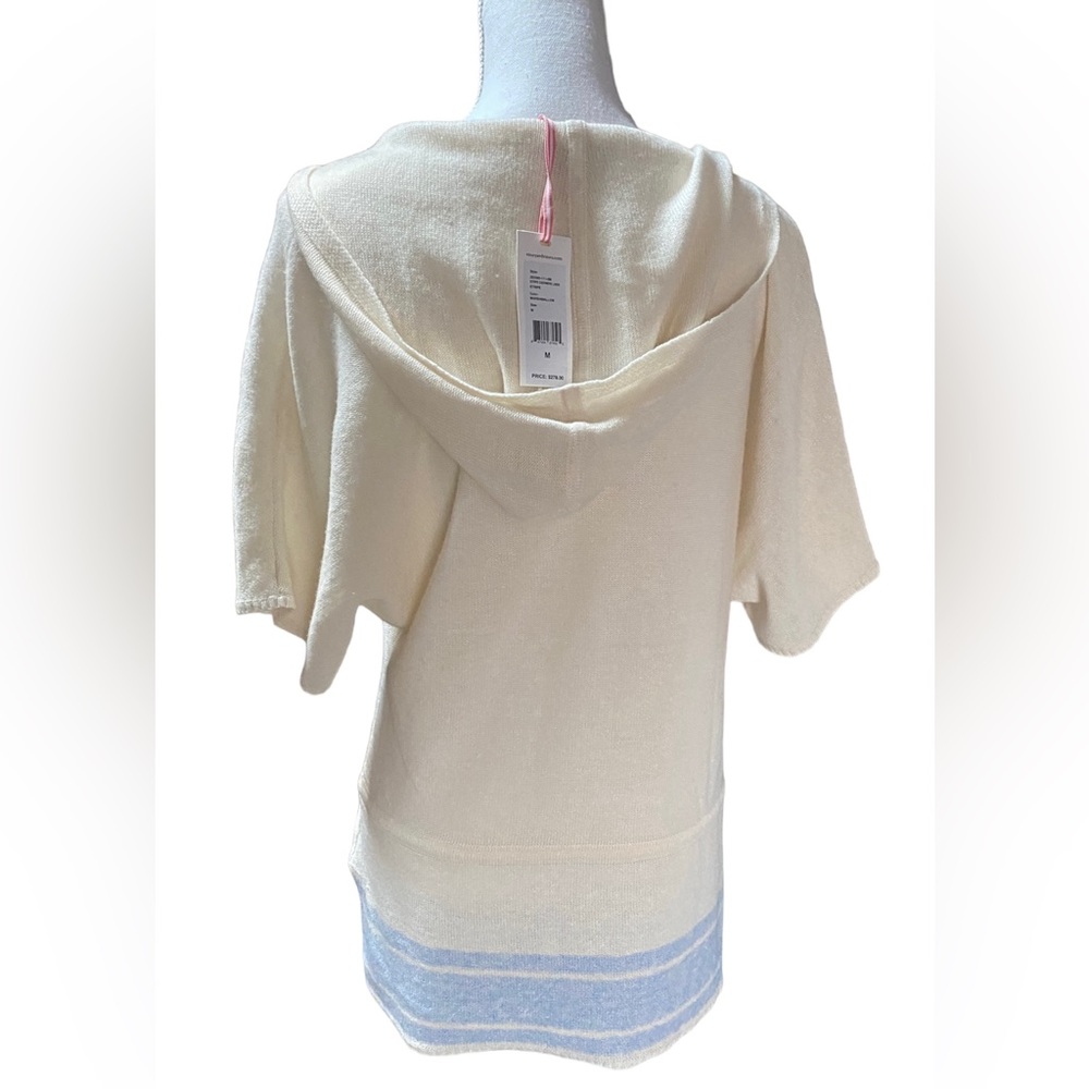 Vineyard Vines hooded sweater stripe Cashmere/Linen, SZ medium, ivory, (NWT) - Picture 5 of 14
